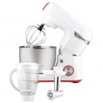 Robot de bucatarie Heinner HPM-1000WH, 1000W, miscare planetara, accesoriu masina de tocat si blender, bol 5.5 L, 10 viteze + pulse, Alb