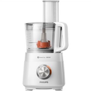 Robot de bucatarie Philips Daily Collection HR7510/00, 800 W, 2 viteze, bol 2.1 L, disc de emulsifiere, accesoriu de framantare, vas pentru blender, presa de citrice, Alb