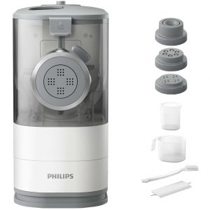 Masina de paste si taitei Philips Viva Collection HR2345/19, 150W, 4 discuri de modelare, Carte de reteta inclusa, complet automat, Alb